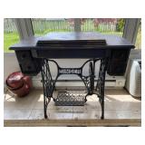 Antique singer sewing machine & cabinet