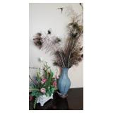 Peacock Feather and Flower Home Decor