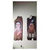 Hand Painted Native American Wooden Wall Hangers