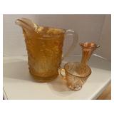 3 Carnival Glass (?) Pieces