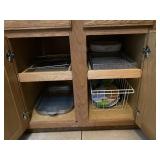 Contents of cabinets under Microwave