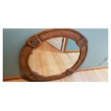 Vintage Ornate Wooden Framed Oval Mirror