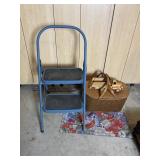 Stool, basket, Wood Truck