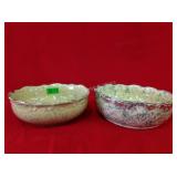 Pair of Gold Trim Yellow & Blue Spongeware Bowls