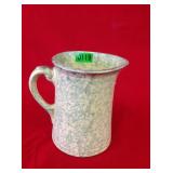 7" Tall Gold Trim Yellow & Blue Spongeware Pitcher