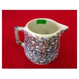 5" Blue & Brown Spongeware- Stoneware Pitcher