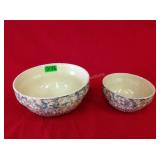 Pair of Blue & Orange Red Wing Saffromware Bowls