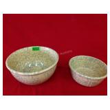 Pair of Yellow & Blue Spongeware & Stoneware Bowls