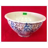 10.5"W x 6"T Blue & Brown Spongeware Bowl