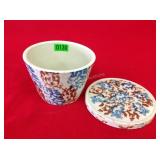 6.5" Blue & Brown Spongeware Bowl w/ Lid