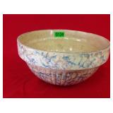 10" Blue & Brown Spongeware Bowl Stoneware