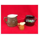 3 Stoneware Pitchers