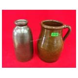 2 10.5" T Stoneware Jars