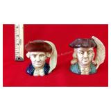 2 Hand Painted 
Ceramic Character Figures