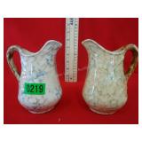 Pair of Spongeware Small Pitchers