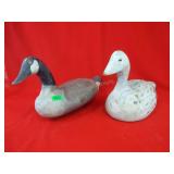 Pair of Wooden Carved Geese/ Decoys