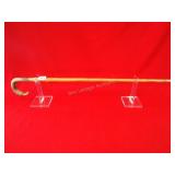 35" Cane- Elephant carved handle with 1 tusk