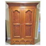 Antique Solid Oak Wardrobe Cabinet w/ fruit pulls