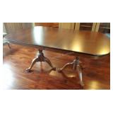 Solid Oak Double Pedestal Dining Table w/ 8 Chairs