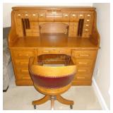 Solid Wood Roll Top Desk w/ Key