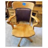 Solid Wood Office Chair w/ leather back
