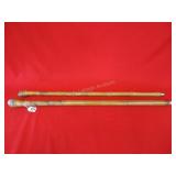 2 Bamboo Canes with carvings