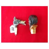 2 Antique Cane Heads