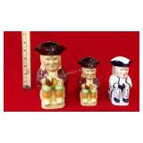 3 "Toby" by Wood and Sons 
England Toby Jugs