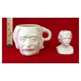 2 White Ceramic
Character Mugs Einstein