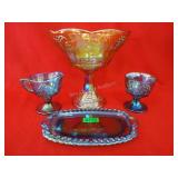 4 Piece Carnival Glass