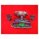 4 Piece Carnival Glass