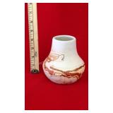Nemadji Pottery Vase
with Orange and Brown