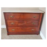 Marble Top 3 Drawer Dresser, Solid Wood