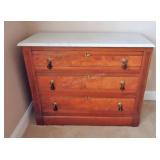 Marble Top 3 Drawer Dresser, Solid Wood
