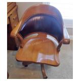Solid Wood Office Chair w/ leather back