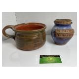 Pottery Bowl & Jar w/ Sand