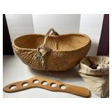 Wicker Basket, Clothing Pins, & Sock Darner