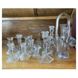 Assorted Glassware, Candle Stick Holders, & More
