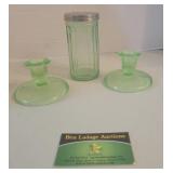 Vaseline Glass Jar & Candle Holder