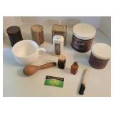 Wooden Canisters, Glass Bottles, and Other