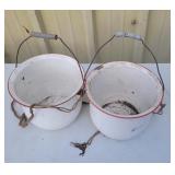 Red Ring Enamel Ware Buckets