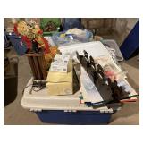 Lamp, Christmas Items, Empty Tote w/ Lid