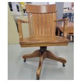 Vintage Wooden Swivel Office Chair