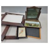 Large Lot of Wooden Frames and Artwork