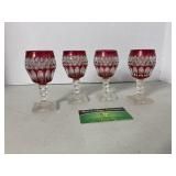 Small Red Glass Goblet set of 4