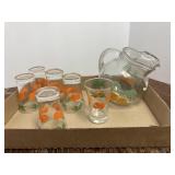 Orange Juice Glasses with Pitcher