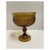 7.5" Amber Glass Goblet Dish