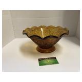 10" Amber Glass Scalloped dish
