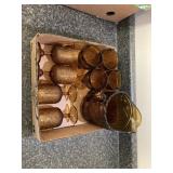 Amber Glass Pitcher and Goblets/ Glasses