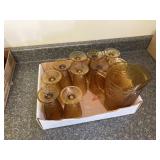 Amber Glass Pitcher and Glasses